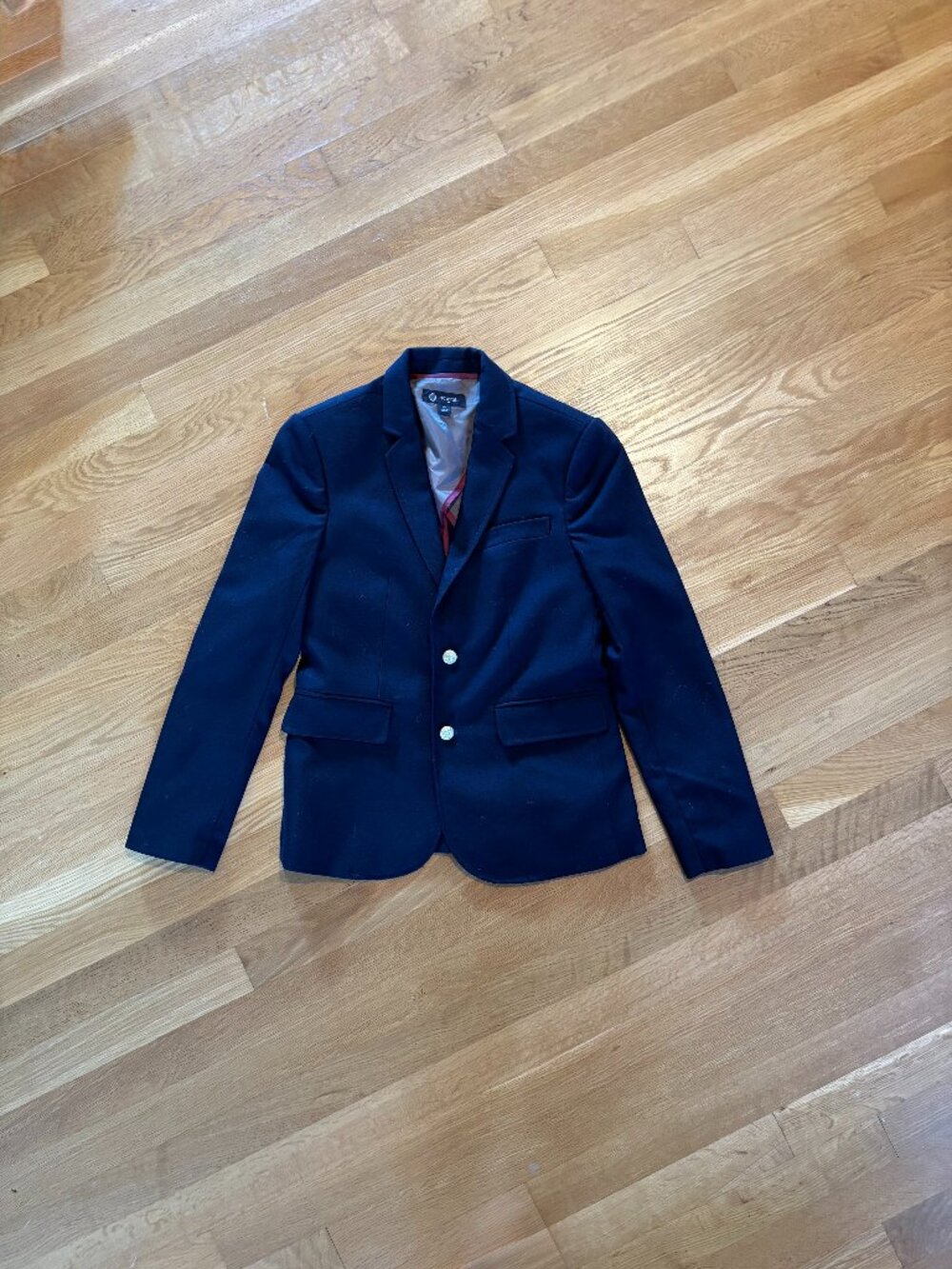 J.Crew Crewcuts Boys Navy Wool Blend Blazer Size 12 Gold Buttons